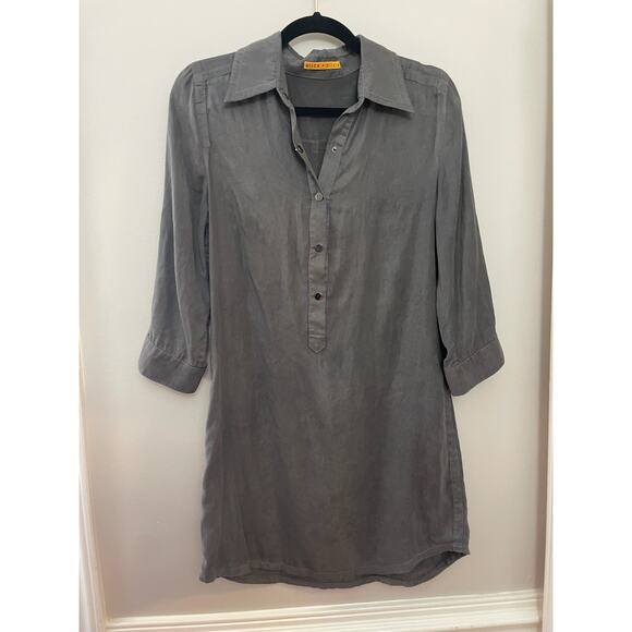 Alice + Olivia Minimalist Capsule Classic Slate‎ Gray Suede Brady Shirtdress M - Picture 1 of 5